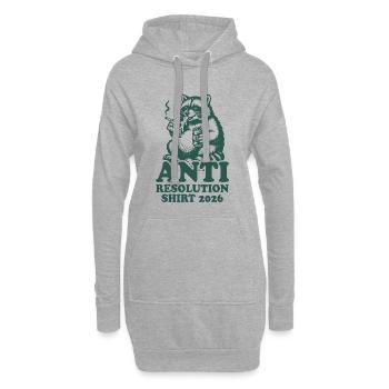 Waschbär | Anti gute Vorsätze 2026 - Hoodie-Kleid - Grau meliert - Vorne