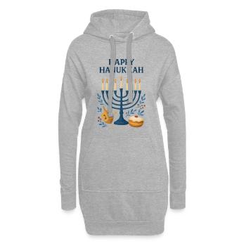 Joyeux Menorah festif de Hanoucca - Sweat-shirt à capuche long Femme - gris chiné - Devant