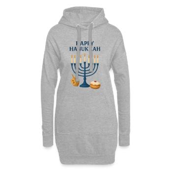 Happy Hanukkah Menora Festlicht - Hoodie-Kleid - Grau meliert - Vorne