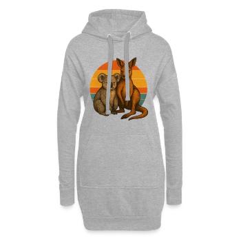 Koala und Känguru - Hoodie-Kleid - Grau meliert - Vorne