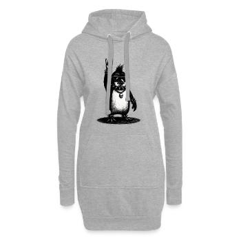 Rock Pinguin Mit Metal Handzeichen - Hoodie-Kleid - Grau meliert - Vorne