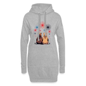 Zwei Bären beim Feuerwerk - Hoodie-Kleid - Grau meliert - Vorne