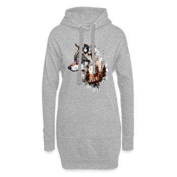 Wolf Wolf's Head Forest Nature Mountains Wilderness Colorful - Hoodie Dress - heather grey - Front