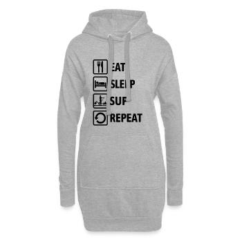 Eat Sleep SUP Repeat - Standup paddeln - Hoodie-Kleid - Grau meliert - Vorne