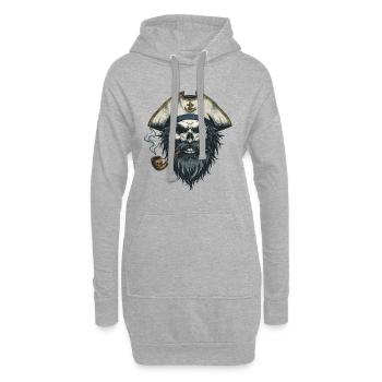 Kapitän Totenkopf Seemann Nautik Meer See Boot - Hoodie-Kleid - Grau meliert - Vorne