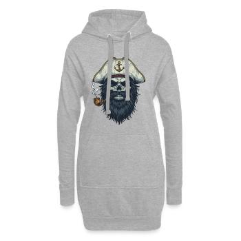 Kapitän Totenkopf Seemann Nautik Meer See Boot - Hoodie-Kleid - Grau meliert - Vorne