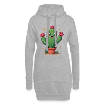 Cactus drôle en pot avec des fleurs - Sweat-shirt à capuche long Femme - gris chiné - Devant