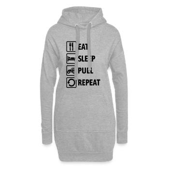 Mange, Dorme, Tire, Répéter - Conduite de tracteur - Fermier - Sweat-shirt à capuche long Femme - gris chiné - Devant
