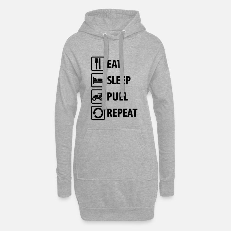 Eat Sleep Pull Repeat - Traktor fahren - Bauer - Hoodie-Kleid - Grau meliert