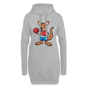 Känguru Boxer Cartoon – Ringkämpfer - Hoodie-Kleid - Grau meliert - Vorne