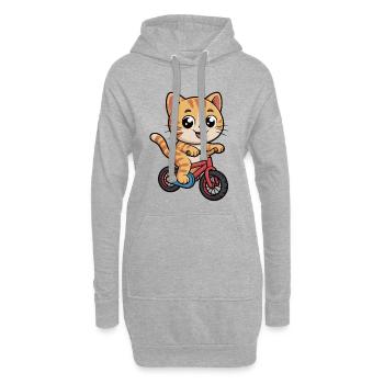 Katzenradler auf Fahrrad - Hoodie-Kleid - Grau meliert - Vorne