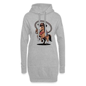 Lasso-Pony Western Cartoon - Hoodie-Kleid - Grau meliert - Vorne