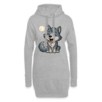 Mondlicht Wolfchen Kuschel - Hoodie-Kleid - Grau meliert - Vorne