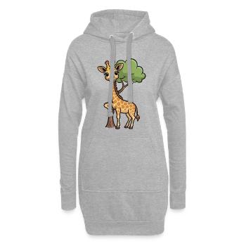 Girafe câline dans la forêt - Sweat-shirt à capuche long Femme - gris chiné - Devant