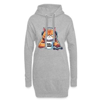 Mürrischer Katzen-Gamer im Café lag gg - Hoodie-Kleid - Grau meliert - Vorne