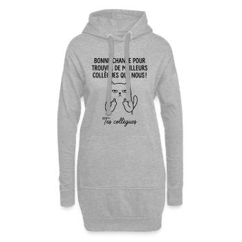 Verlassen, Kollege und neuer Job, viel Glück - Hoodie-Kleid - Grau meliert - Vorne