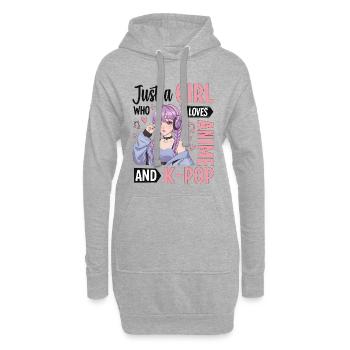 Just A Girl Who Loves Anime And K-Pop - Hoodie-Kleid - Grau meliert - Vorne