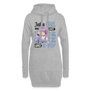 Just A Girl Who Loves Anime And K-Pop - Hoodie-Kleid - Grau meliert - Vorne