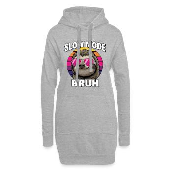 Cooles Faultier Slow Mode Bruh Retro - Hoodie-Kleid - Grau meliert - Vorne
