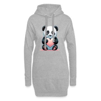 Panda Herzenstafel - Hoodie-Kleid - Grau meliert - Vorne