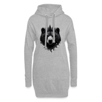 Mystischer Wald Bär Natur Krafttier - Hoodie-Kleid - Grau meliert - Vorne