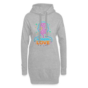 modern love, digitale liebe neonkopf Valentinstag - Hoodie-Kleid - Grau meliert - Vorne