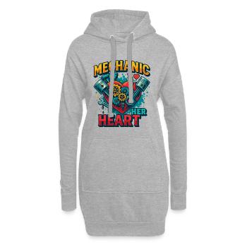 Valentine's Day mechanic heart, screwdriver of love - Hoodie Dress - heather grey - Front