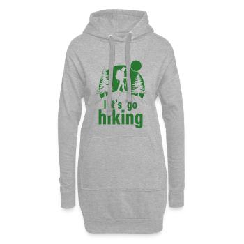 Let's go hiking Bergsteiger Wanderer Silhouette - Hoodie-Kleid - Grau meliert - Vorne