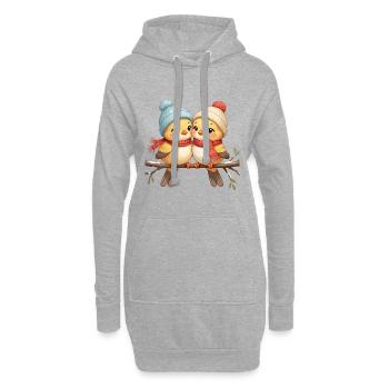Oiseaux baisers d’hiver sur une branche - Sweat-shirt à capuche long Femme - gris chiné - Devant