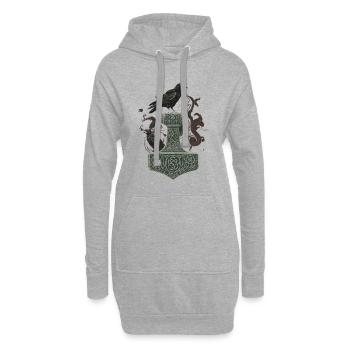 Wikinger Viking Legende Seemann Odin Rabe Kämpfer - Hoodie-Kleid - Grau meliert - Vorne