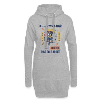 Seit 1975 Disc-Golf-Süchtiger – lustiger Disc-Golfer - Hoodie-Kleid - Grau meliert - Vorne