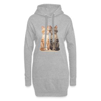 Zwei glückliche Katzenfreunde - Hoodie-Kleid - Grau meliert - Vorne