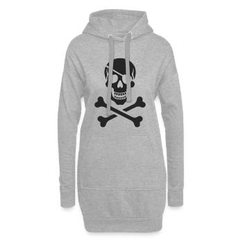 Klassischer Jolly Roger Piraten Totenkopf - Hoodie-Kleid - Grau meliert - Vorne
