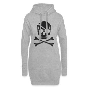 Klassischer Jolly Roger Piraten Totenkopf - Hoodie-Kleid - Grau meliert - Vorne