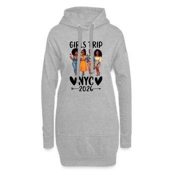 NYC Girls Trip 2026 - Hoodie-Kleid - Grau meliert - Vorne