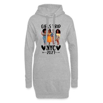 NYC Girls Trip 2027 - Hoodie-Kleid - Grau meliert - Vorne