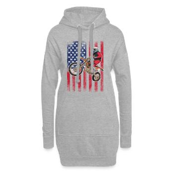 Drapeau américain du vélo de cross, - Sweat-shirt à capuche long Femme - gris chiné - Devant