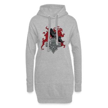 Wikinger Viking Legende Seemann Odin Rabe Kämpfer - Hoodie-Kleid - Grau meliert - Vorne