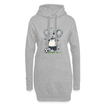 Elefant Fußballkicker - Hoodie-Kleid - Grau meliert - Vorne