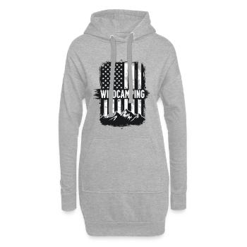 Drapeau des Montagnes des États-Unis de camping sauvage - Sweat-shirt à capuche long Femme - gris chiné - Devant