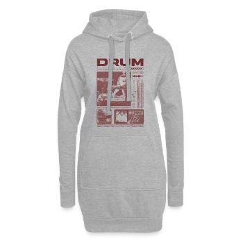 Rock-Schlagzeuger, Trommelspieler, Streetwear - Hoodie-Kleid - Grau meliert - Vorne