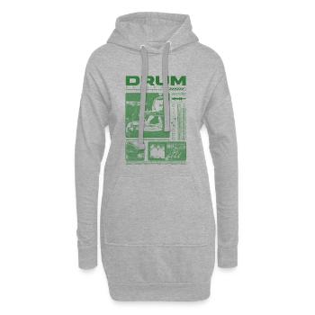 Rock-Schlagzeuger, Trommelspieler, Streetwear - Hoodie-Kleid - Grau meliert - Vorne