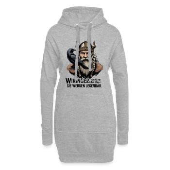 Légende viking viking marin Odin Raven Fighter - Sweat-shirt à capuche long Femme - gris chiné - Devant