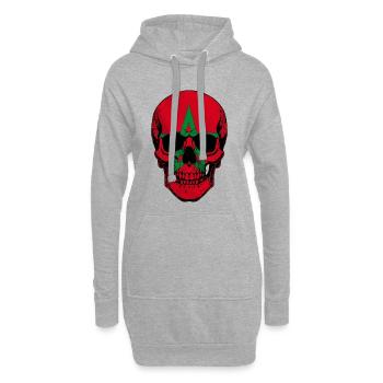 Moroccan Skull - Crâne avec le drapeau du Maroc - Sweat-shirt à capuche long Femme - gris chiné - Devant