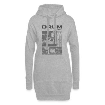 Rock-Schlagzeuger, Trommelspieler, Streetwear - Hoodie-Kleid - Grau meliert - Vorne