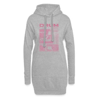 Rock-Schlagzeuger, Trommelspieler, Streetwear - Hoodie-Kleid - Grau meliert - Vorne