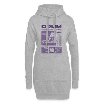 Rock-Schlagzeuger, Trommelspieler, Streetwear - Hoodie-Kleid - Grau meliert - Vorne