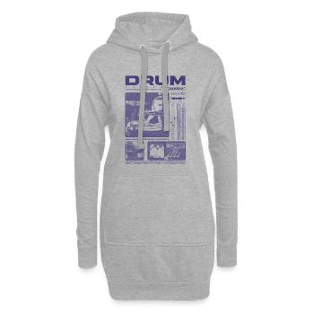 Rock-Schlagzeuger, Trommelspieler, Streetwear - Hoodie-Kleid - Grau meliert - Vorne