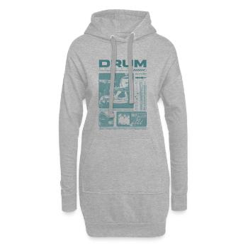 Rock-Schlagzeuger, Trommelspieler, Streetwear - Hoodie-Kleid - Grau meliert - Vorne