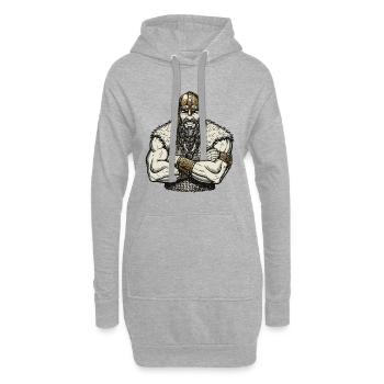 Légende viking viking marin Odin Raven Fighter - Sweat-shirt à capuche long Femme - gris chiné - Devant